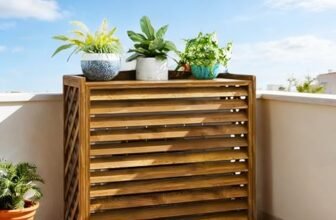 Copri Condizionatore Da Esterno Legno Copri Motore Condizionatore Esterno Condizionatore D’aria in Legno Massello Supporto Copertura Pompa Di Calore per Decorare Giardini, Balconi(100x44x93cm)