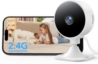 GNCC GC3 Telecamera Interna, Fissa, WiFi 2.4GHz, Rilevamento di Movimento e Suono, Baby Monitor 1080P, Archiviazione Cloud e Micro SD, Abbonamento Richiesto, Installazione Facile, Plug-in