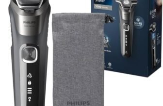Rasoio elettrico Philips S5000 – Rasoio elettrico Wet & Dry in grigio carbonio con 1 rifinitore a scomparsa, astuccio morbido, cappuccio di protezione e supporto di ricarica (modello S5887/13)