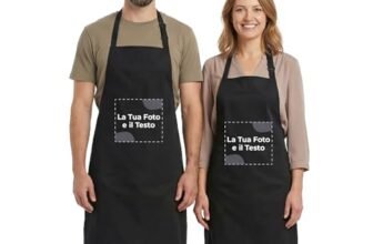 Cimpress grembiule personalizzabile con foto e testo, unisex, 86 x 72 cm, Nero, taglia unica, cinturino regolabile, ideale per cucina, barbecue, eventi, laboratori creativi, regali, aziende