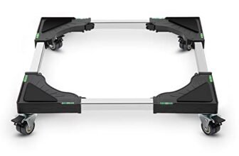 W B D WEIBIDA Carrello Lavatrice con 4 Ruote con Bloccaggio, Carico Pesante 200KG Mobile Lavatrice Asciugatrice, Larghezza Regolabile 40-62cm Base Lavatrice per Lavatrice e Frigorifero, Nero