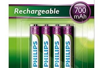 PHILIPS AUDIO R03B4A70/10 Rechargeables Batteria AAA, 700 mAh, Confezione da 4 Pezzi, verde/bianco