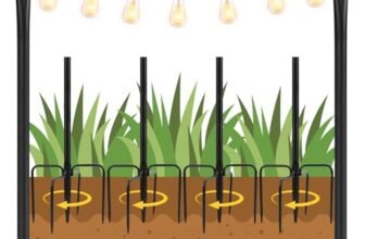 HISUEKIG String Light Poles, 3m/10FT Palo di illuminazione in acciaio per esterni, catena luminosa asta per ponte, terrazza, patio, giardino, matrimoni, feste, Natale, 4 Pack