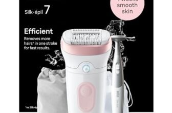 Braun Silk-épil 7 Epilatore Elettrico Donna Con Testina Ampia Per Una Epilazione Semplice, Wet & Dry, Pelle Liscia a Lungo, Con Rifinitore Bikini Styler, Idea Regalo, 7-210, Bianco/Rosa