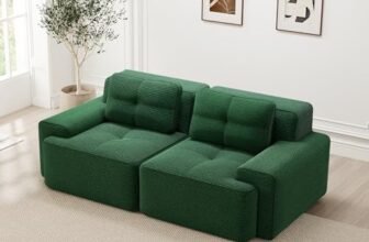 Bladez Boneless – Divano modulare in velluto a coste senza montaggio, divano letto modulare con braccioli larghi e base antiscivolo, moderno divano Loveseat per soggiorno (verde, 2 posti)