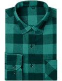 DOKKIA Men’s Casual Dress Long Sleeve Buffalo Plaid Checkered Fitted Flannel Shirt (Green Black Buffalo, Large)