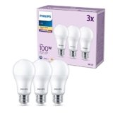 Philips LED Lampadina LED, Luce Bianca Calda, 100W, E27, 3 Pezzi