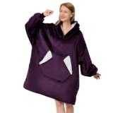 Ramees Wearable Blanket Hoodie, Oversized Sherpa Fleece Sweatshirt Blanket with Sleeves and Pockets