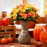 Thiccywoov Artificial Impatiens Bouquet Flowers for Outdoors Silk Faux Flowers Indoor Fake Plastic Plants Patio Lawn Garden Wedding Fall Thanksgiving Decor(Yellow,Orange,10 Bundles)