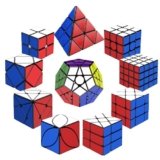 STEAM Life Speed Cube Set 10 Pack, Variety of Shapes, Sizes & Difficulty Levels – Includes 2×2, 3×3, Pyramid, Mirror, Megaminx & More – Smooth & Fast Turning Puzzle Cubes for Kids & Adults, Ages 8+