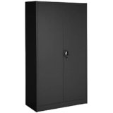 tectake® Armadio Portadocumenti, 6 Scomparti, Asta Appendiabiti, Armadio Multiuso in Acciaio Verniciato, Mobile con Ante Rinforzate, Serratura a Cilindro di Sicurezza, 90 cm – Nero