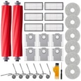 Homruich 28 pezzi di Accessori per Roborock QV 35A / QV 35S / QR 798 / QR 598 robot, 2 Spazzole Principali, 6 Asciugamani, 6 Filtri, 6 Sacchi di Polvere, 6 Spazzole Laterali, 2 Utensili di Pulizia