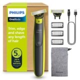 Philips OneBlade 360 Autentico Regolabarba e rasoio elettrico, 2x 360 lame, 3x pettine per barba (1, 3, 5 mm), QP2724/31