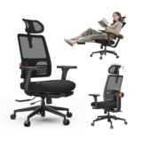 Newtral MAGICH-BP Sedia Ufficio Ergonomica con Poggiapiedi, Sedia Scrivania Poltrona Ergonomica con Braccioli Regolabile, Ergonomic Office Chair Oscillazione 96-136° (MAGICH-BP, Nero)