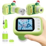 Microscope for Kids Handheld Mini Portable Digital Rechargeable 1000X with 2.4 Screen 1080P 3 in 1 Microscope Photography Recording Edu Gift Age 4-6 8-12 Children Students