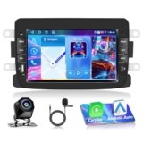 Motorsi Autoradio 4+64G Android 15 per Dacia Logon Duster Captur Sandero Symbol Lodgy LadaXray, 1 DIN 7” Stereo Radio Bluetooth 5.0 IOS Carplay Android Auto Radio EQ GPS WiFi Supporto DAB