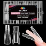 EBANKU 240PCS Sandwich Dual Form, Tip Unghie Finte Traslucido Double Top & Bottom Design Lunga Coffin Nail Form Per Estensione Rapida Delle Unghie Casa o Salone
