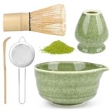 5 Pezzi Matcha Kit, set da tè Matcha, elegante set di Frusta Matcha, Ciotola Matcha, Supporto Chasen, Cucchiaio di Matcha, Setaccio Di Matcha, per La Casa, l’Ufficio e la Sala da Tè (D)