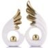 White and gold ceramic abstract statue 2 piece set for home decor gold sculpture for bookshelf decor aesthetic console mantel shelf living room dining table centerpiece coffee tv cabinet entryway.