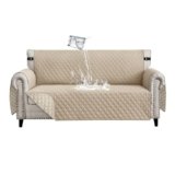 Lydevo Copridivano Impermeabile Copridivano 3 Posti con Braccioli per Animali Salvadivano Antigraffio Copridivano Trapuntato per Gatto Cani,Beige