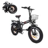 Woozis Bici Elettrica Uomo, Bicicletta Elettrica, Ebike, 20″ x 4.0 Fat Tire, Compatibile con batterie rimovibili Samsung da 10 Ah, Freni Idraulici， Cambio a 7 Marce (Nero, Ampere/ore, 20)