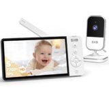 GHB Baby Monitor Video e Audio 5″ 720P HD 5000mAh IPS Schermo, Telecamera Bambini con Monitor Visione Notturna Rilevamento della Temperatura Ninne Nanne Integrate