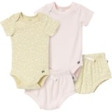 Modern Moments by Gerber Baby Girls’ Short Sleeve Bodysuit and Shorts Set, Dusty Yellow Floral/Light Rose, 24 Months