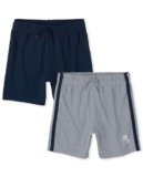 The Children’s Place Baby Boys’ and Toddler Athletic Pull On Shorts, Navy/Gray 2-Pack, 3T