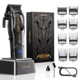 Ultra Quiet Cordless Hair Clippers for Men – High Torque 7800RPM Motor, Low Heat, Professional Hair Clippers with Charging Dock (Black)