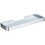 DUFU Mensola Bagno Adesiva Mensola Doccia Senza Foratura Organizer Antiruggine Stoccaggio Nessun Danno Vetro Temperato Alluminio Spaziale Accessori da Bagno 30cm Argento
