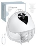 eSynic 1PZ Tiralatte Elettrico Senza Mani con Flangia 27/24/21mm, 4 Modalità & 12 Livelli di Intensità, 150ML Tiralatte Indossabile con Batteria Ricaricabile e Display LED, Auto Spento Dopo 20 Minuti