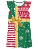 uideazone Girls Christmas Nightgowns Size 7-8 Xmas Gift Princess Pajamas Dress Funny Snowflake Nightwear Sleeveless Nightdress