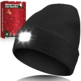 Unisex LED Beanie Hat with Light, Christmas Stocking Stuffers Gifts for Men, White Elephant Gifts for Adults Men Husband