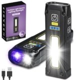 DARKBEAM Torcia UV 395nm Blacklight, LED EDC Torce ad alto lumen USB C ricaricabile Woods Lamp, Mini tasca magnetica luminosa COB luce rossa – Alimentazione di emergenza – Rilevatore di urina – Resina