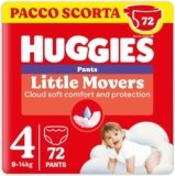 Huggies Little Movers Pannolini Mutandina Taglia 4 (9-14 Kg), Ultra assorbente, Protezione completa, 72 Pz