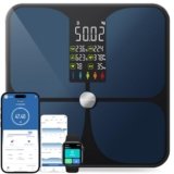 Bilancia Pesapersone Digitale con App Bluetooth, Bilancia Impedenziometrica Professionale Smart, Misurazione Grasso Corporeo e Massa Magra BMI con 22 Indici, Bilancia Elettronica Nero 4AAA
