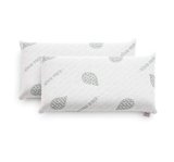 Textilhome Set 2 Cuscini Memory Foam Cervicale 60 cm – Cuscini per Letto e per Dormire, Tessuto in Aloe Vera, Nucleo in Visco Puro 100% – Rivestimento con Cerniera, Termoregolato e Adattivo