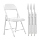 Wohenster Set da 4 Sedie Pieghevoli Salvaspazio in Metallo, Comode Sedia Pieghevole con Seduta Imbottita in Ecopelle Premium Sedie Portatili per Interno Esterno Ufficio Cucina Giardino Ospiti, Bianco