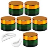 6 Pezzi Vasetti Vetro Verde, Vasetti Barattoli per Crema 30ml Contenitore per Cosmetici Ricaricabili Barattoli Dispenser Crema Vuoti Barattoli per Cosmetici, Creme, Lozioni, Oli Essenziali