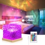 URAQT Luce Notturna con Increspatura dell’acqua, 16 Colori 30 Modalità, Luce Notturna 3D Rotante Dinamica don Increspatura dell’acqua, con Telecomando, Decorazioni per Camera da Letto/Regali di Natale