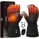 Heated Gloves for Men Women Rechargeable, Electric Heated Hand Warm Winter Ski Gloves with 7.6V Fast Heating 19.76Wh, Touchscreen, Waterproof for Working Hiking Camping Skiing Arthritis Raynaud, XL