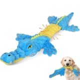 Homounter Dog Toys Cute Crocodile Squeaky Plush Pet Toy for Small to Large Breeds Interactive Chew Toy with Whistle & Crinkle Paper Tough Pet Toys for Aggressive Chewers and Puppies & Dog Lovers