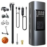 Wistrue 6000mAh Mini Compressore Aria Portatile 150PSI Gonfiatore Elettrico con Batteria Ricaricabile, Schermo LCD Digitale, Pompa per Bicicletta, Auto, Moto, monopattino, Palloni