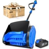 Electric Cordless Snow Shovel, 14.4-Inch | 24V | 5.0Ah Brushless Cordless Snow Blower with Battery and Charger, 26ft Throwing Distance, 5000RPM/Min, Snow Removal for Driveway/Steps/Patio/Sidewalk
