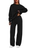 XIEERDUO Sweatsuits Women 2 Piece Outfit Fall Outfits for Women 2025 Lounge Sets Matching Sets Luxury Outfits Black Sweatpants Two Piece Set Airport Outfit M