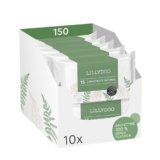 Salviettine naturali LILLYDOO green,150 pezzi(10×15),100% senza plastica e resistenti agli strappi – senza profumi, detergono delicatamente e con dolcezza la pelle sensibile,testate dermatologicamente