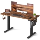 SONGMICS Scrivania Regolabile in Altezza Elettrica, 140 x 60 cm, Scrivania Elettrica, Tavolo con Memoria per 4 Altezze, Porta USB-C, Marrone Vintage LSD134K01