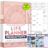 Life Planner – Undated Weekly & Monthly Planner, 12-Month Journey to Increase Productivity | Gratitude Journal, Life Organizer & Goal Journal | Include Foldable Vision Board, Habit Tracker & Stickers