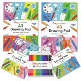 DagouColor Set di Disegno, 48 Matite a Colori, 2* A4 e 2* A3 Carta da Disegno Bianca, 100 GSM, Libri di Schizzi per Artisti Principianti Adulti Ragazzi Ragazze Bambini Piccoli