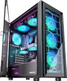 MUSETEX Case per PC ATX, Case ATX con 6 ventole PWM ARGB preinstallate, Case per computer con porta in vetro temperato apribile, Case per PC da gaming mid tower, USB 3.0 x 2, Nero, G07